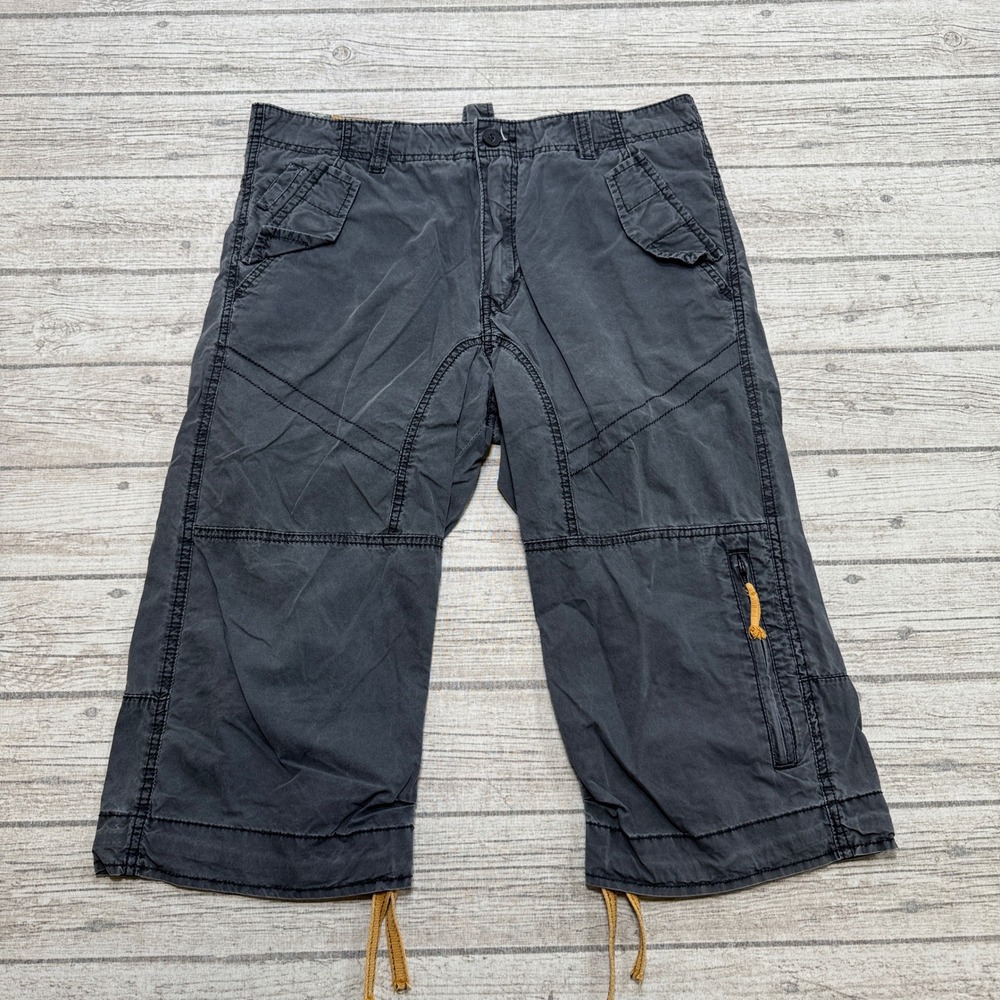 H&M Divided Cargo Shorts Men's 35 Faded Gray Capri High Rise Fit Utility Skater